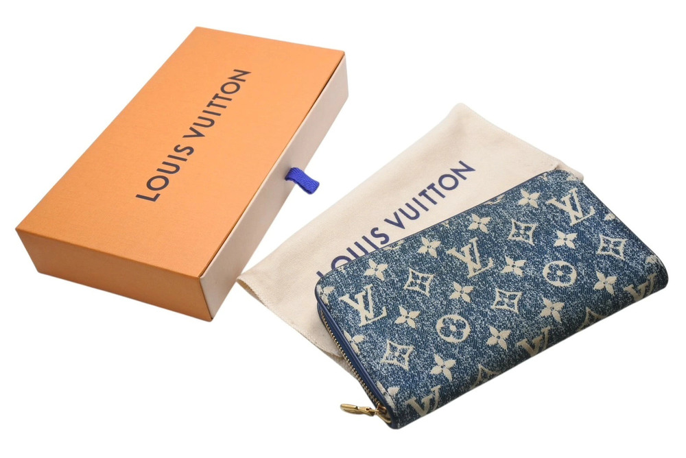 LOUIS VUITTON Zippy Wallet Long Monogram Jacquard Denim Blue